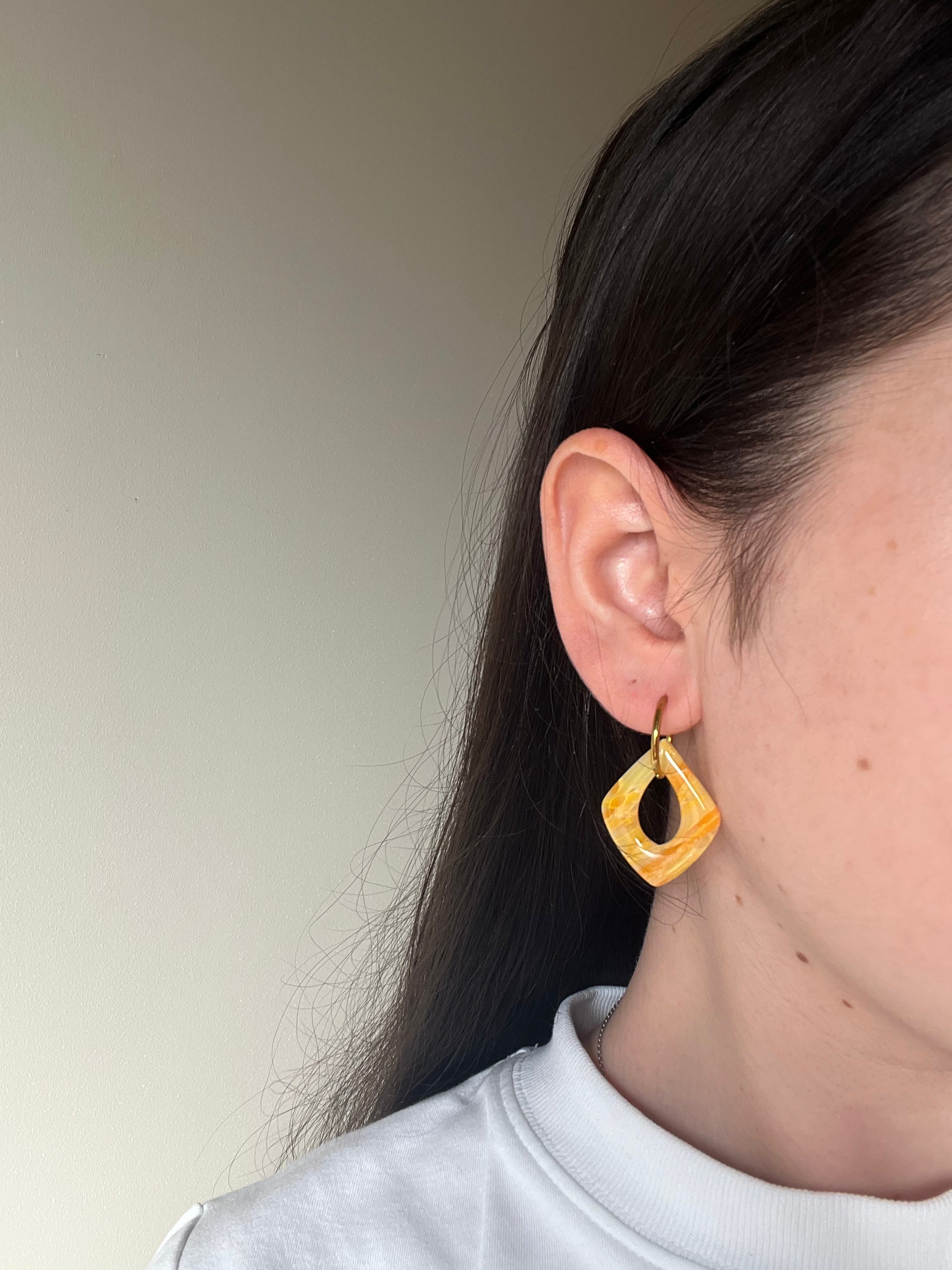 Créoles Jaune cristal - Losange