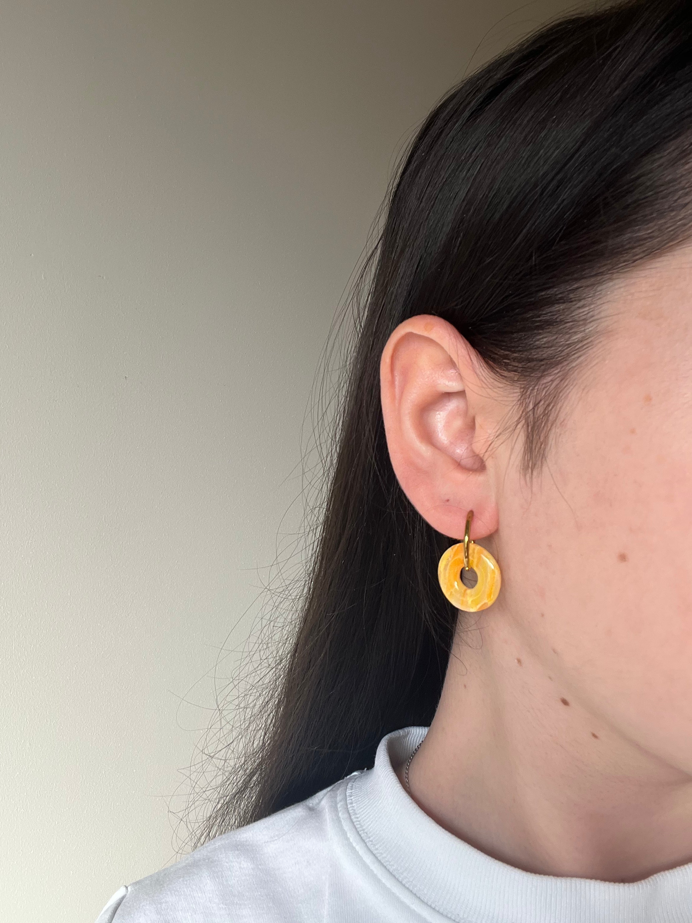Créoles Jaune cristal - Rond