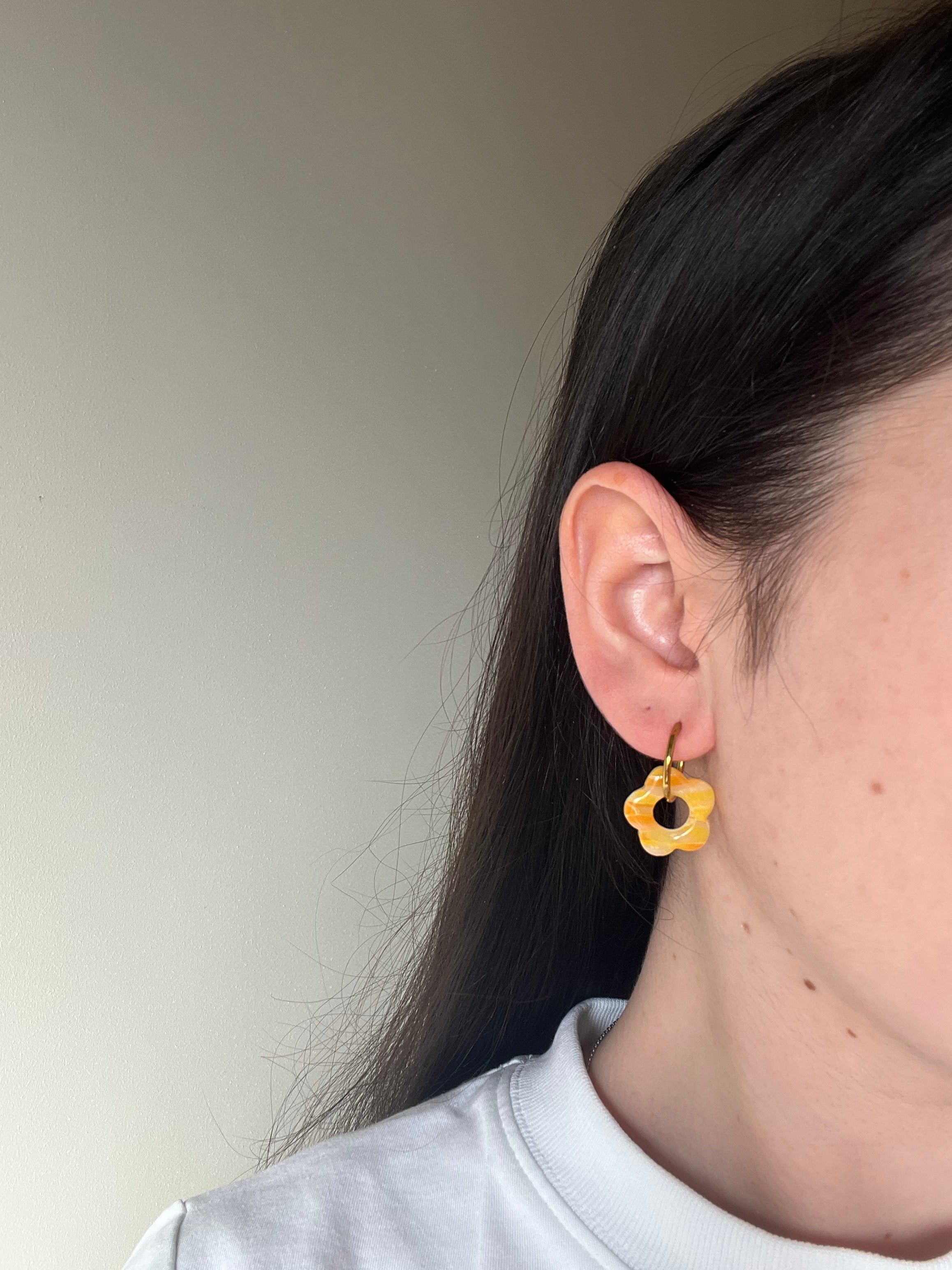 Créoles Jaune cristal - 5 pétales
