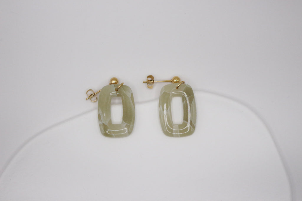 Boucles effet Jade - Rectangle