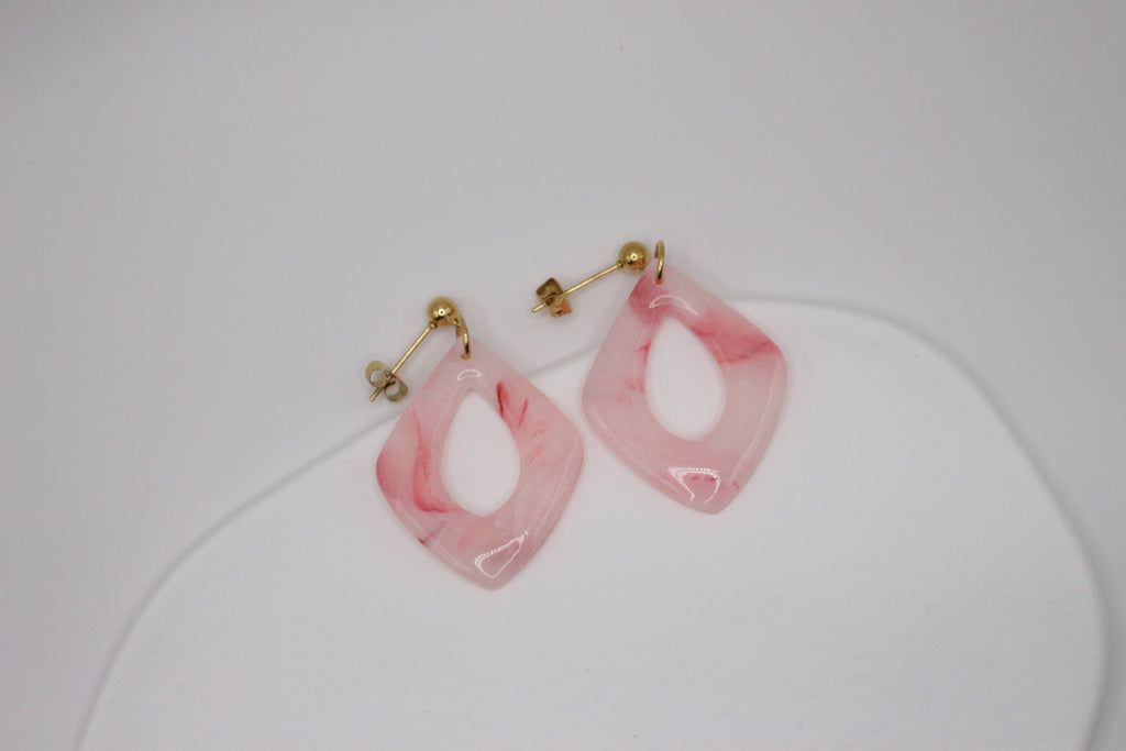 Boucles effet Rose Quartz - Losange