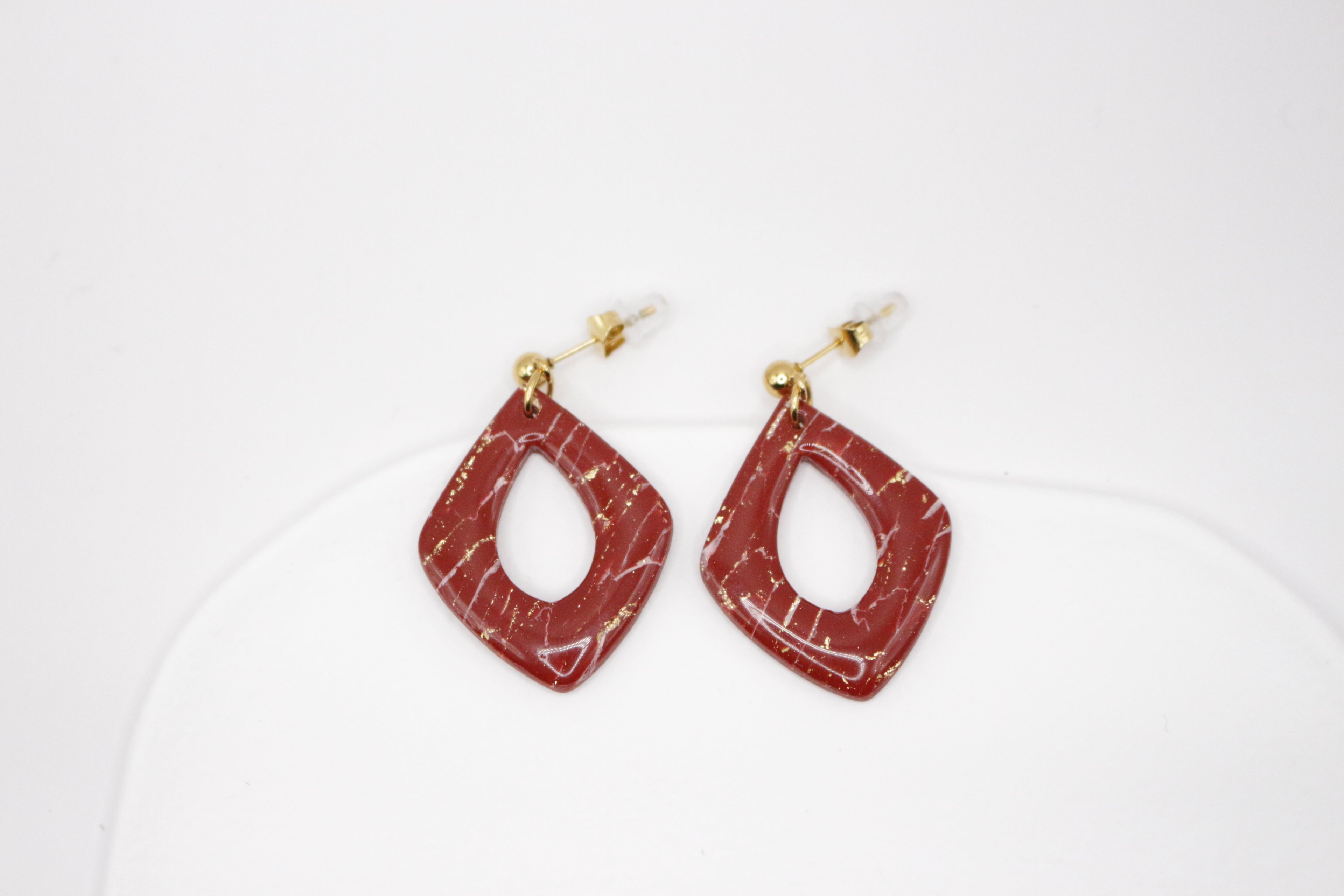 Boucles Bordeaux & Doré - Losange