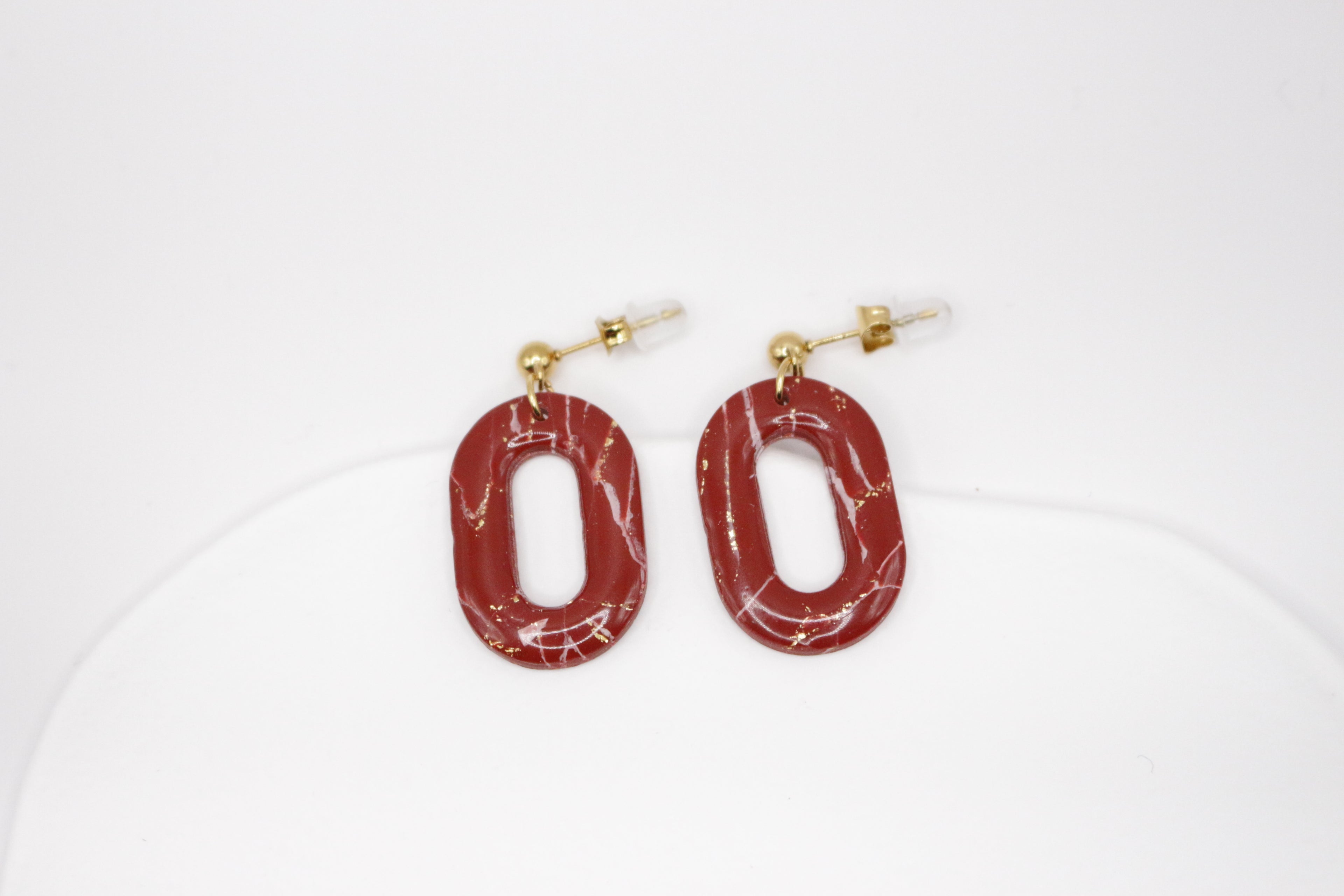 Boucles Bordeaux & Doré - Oval
