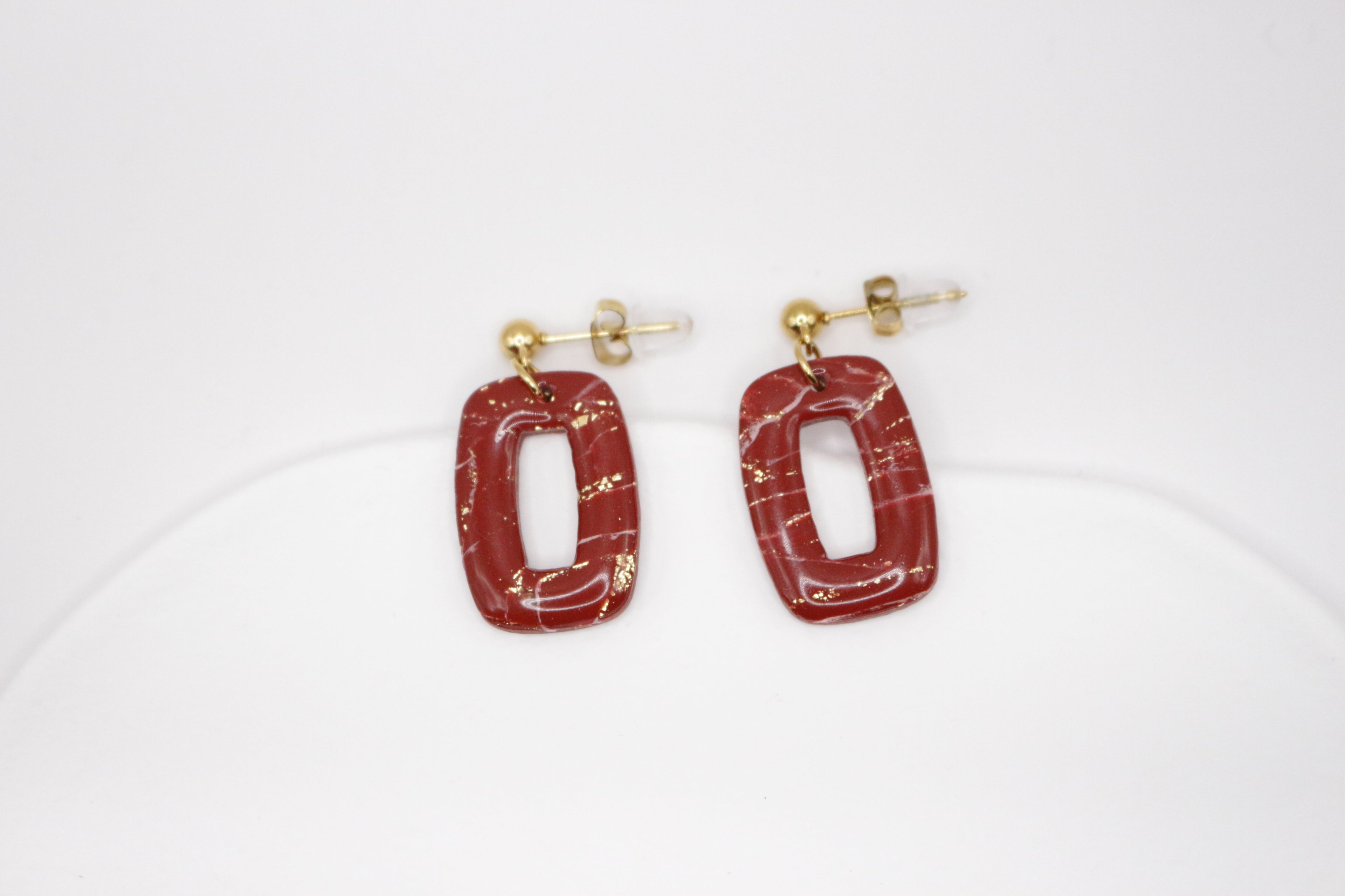 Boucles Bordeaux & Doré - Rectangle