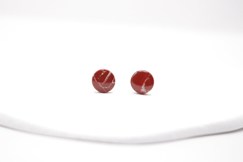 Boucles Bordeaux & Doré - Puces