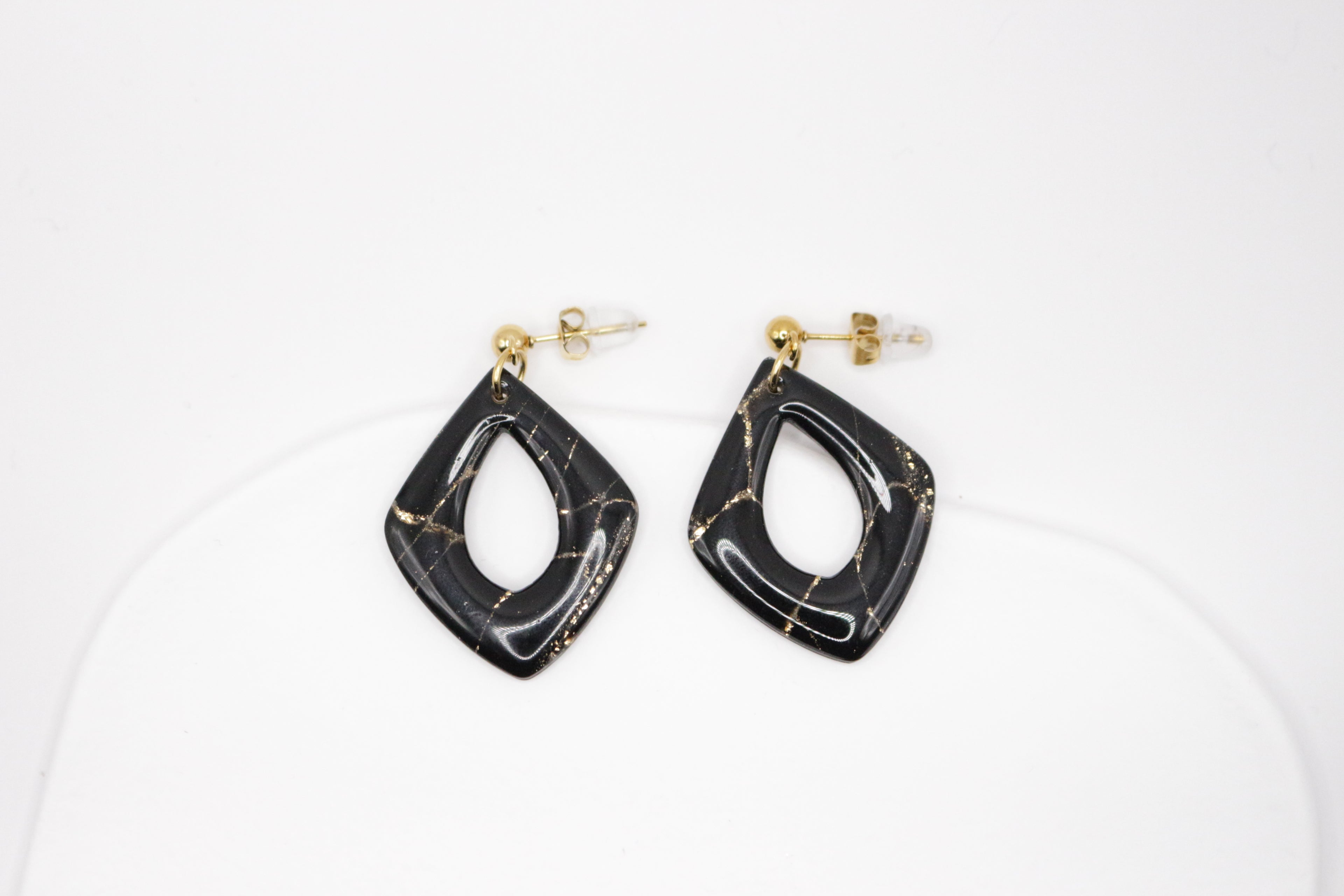 Boucles Noir & Doré - Losange