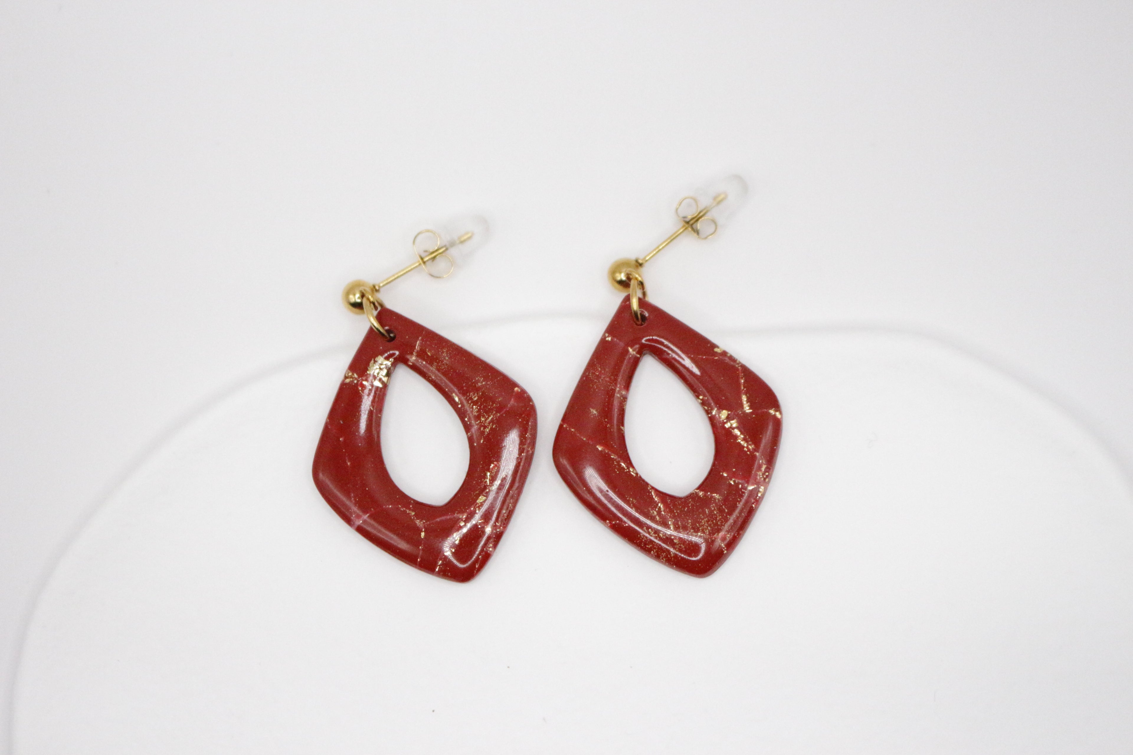 Boucles Bordeaux & Doré - Losange