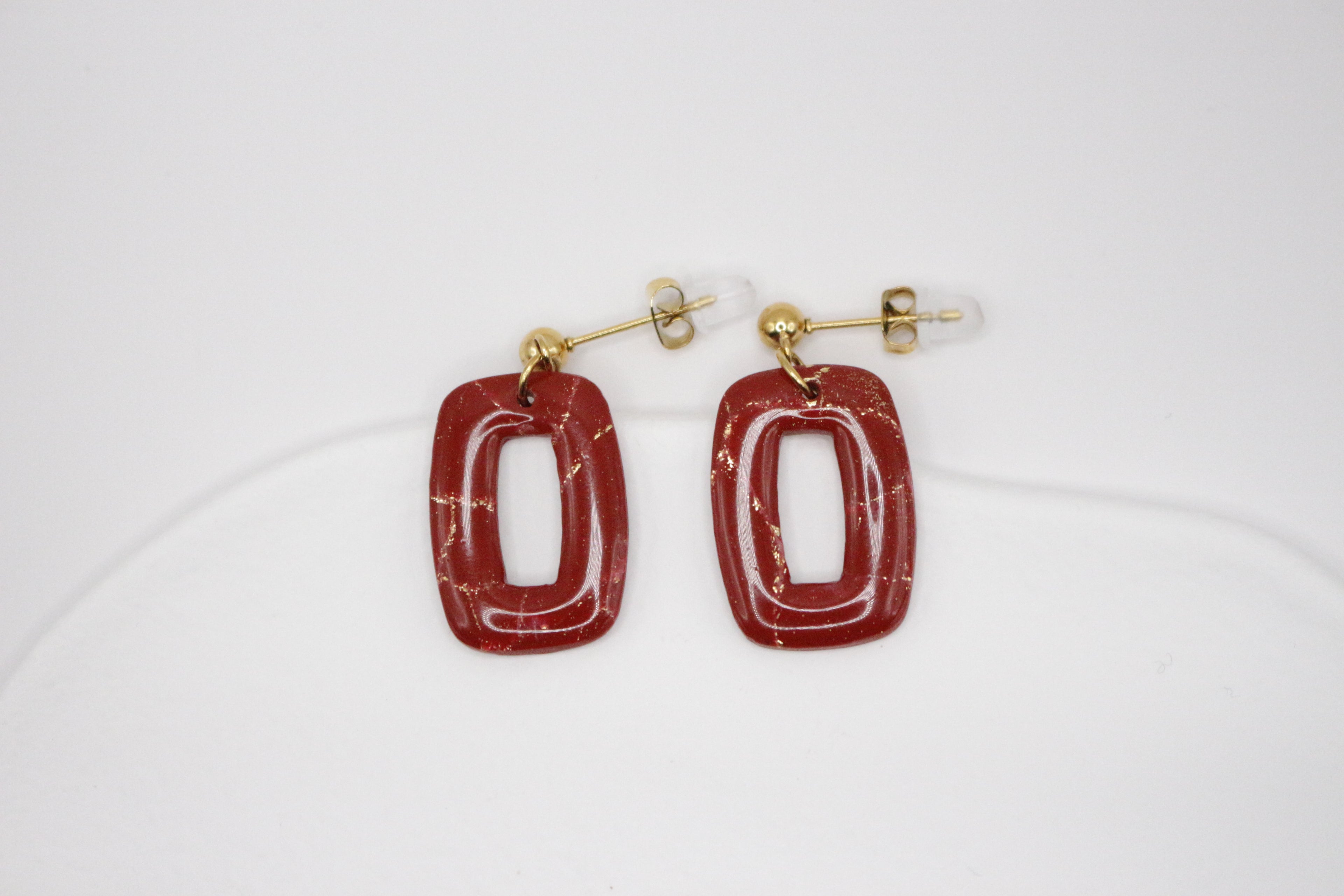 Boucles Bordeaux & Doré - Rectangle