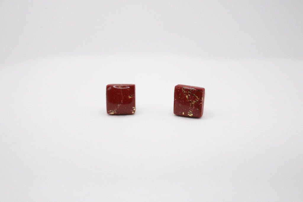 Boucles Bordeaux & Doré - Puces