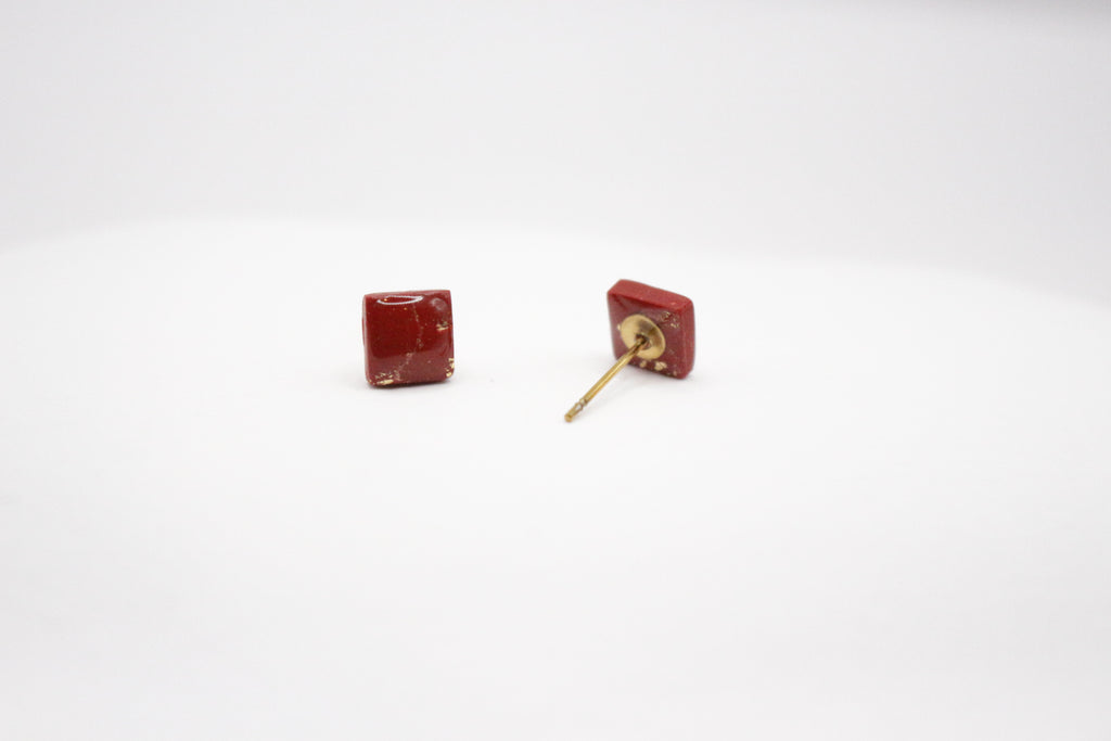 Boucles Bordeaux & Doré - Puces