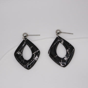 Boucles Noir & Argent - Losange