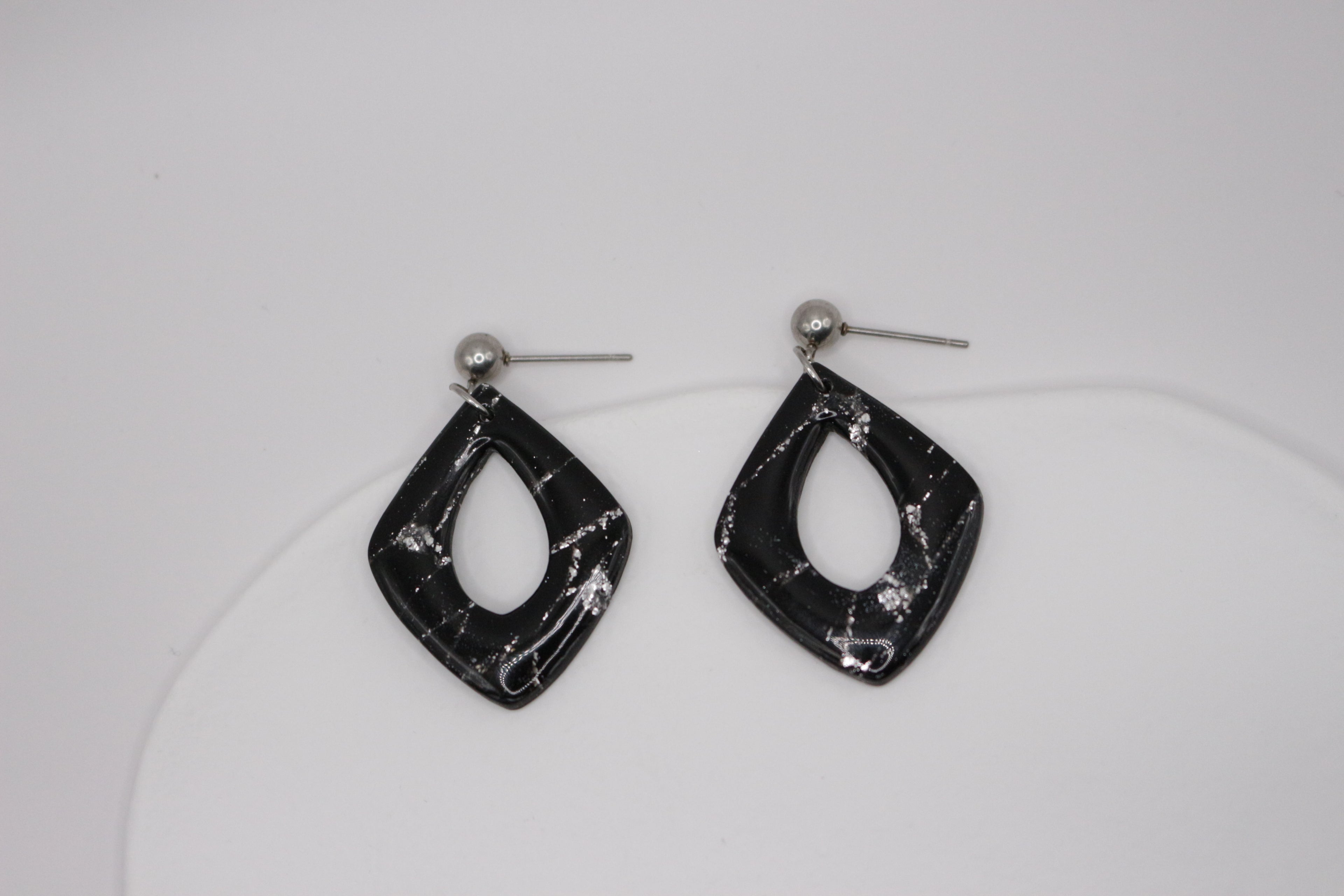 Boucles Noir & Argent - Losange