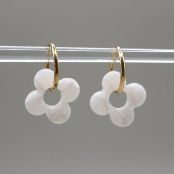 Créoles Blanc cristal - 4 pétales