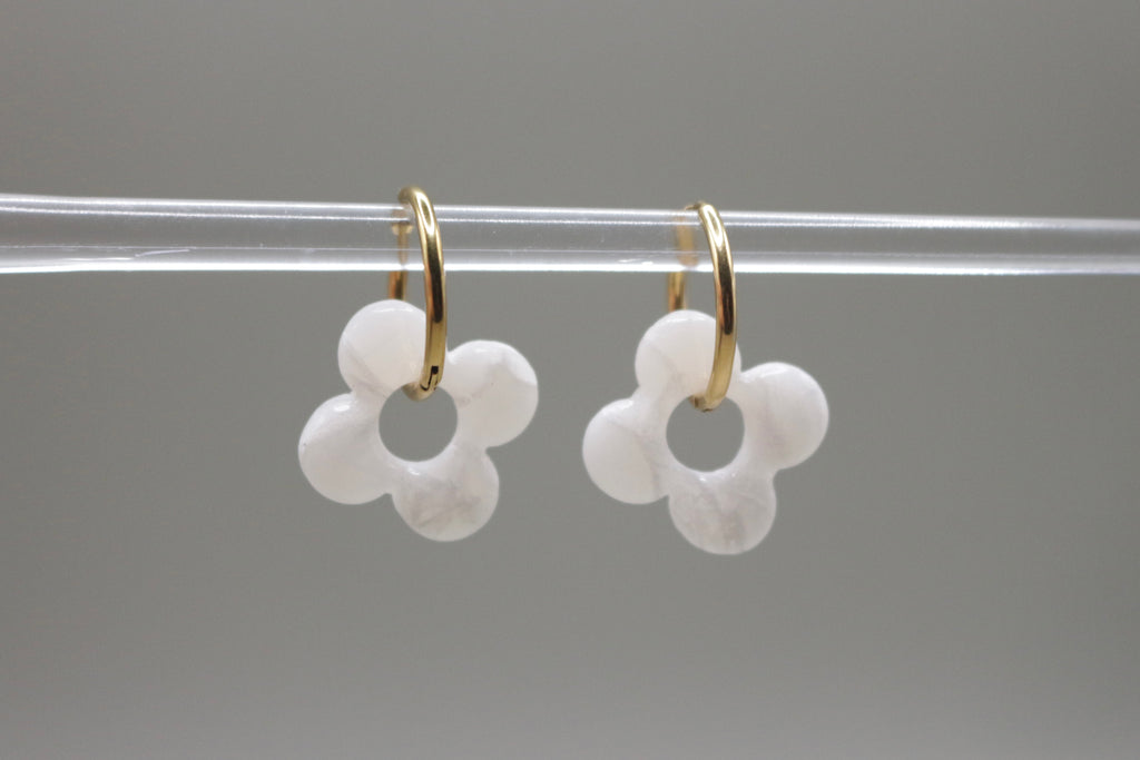 Créoles Blanc cristal - 4 pétales