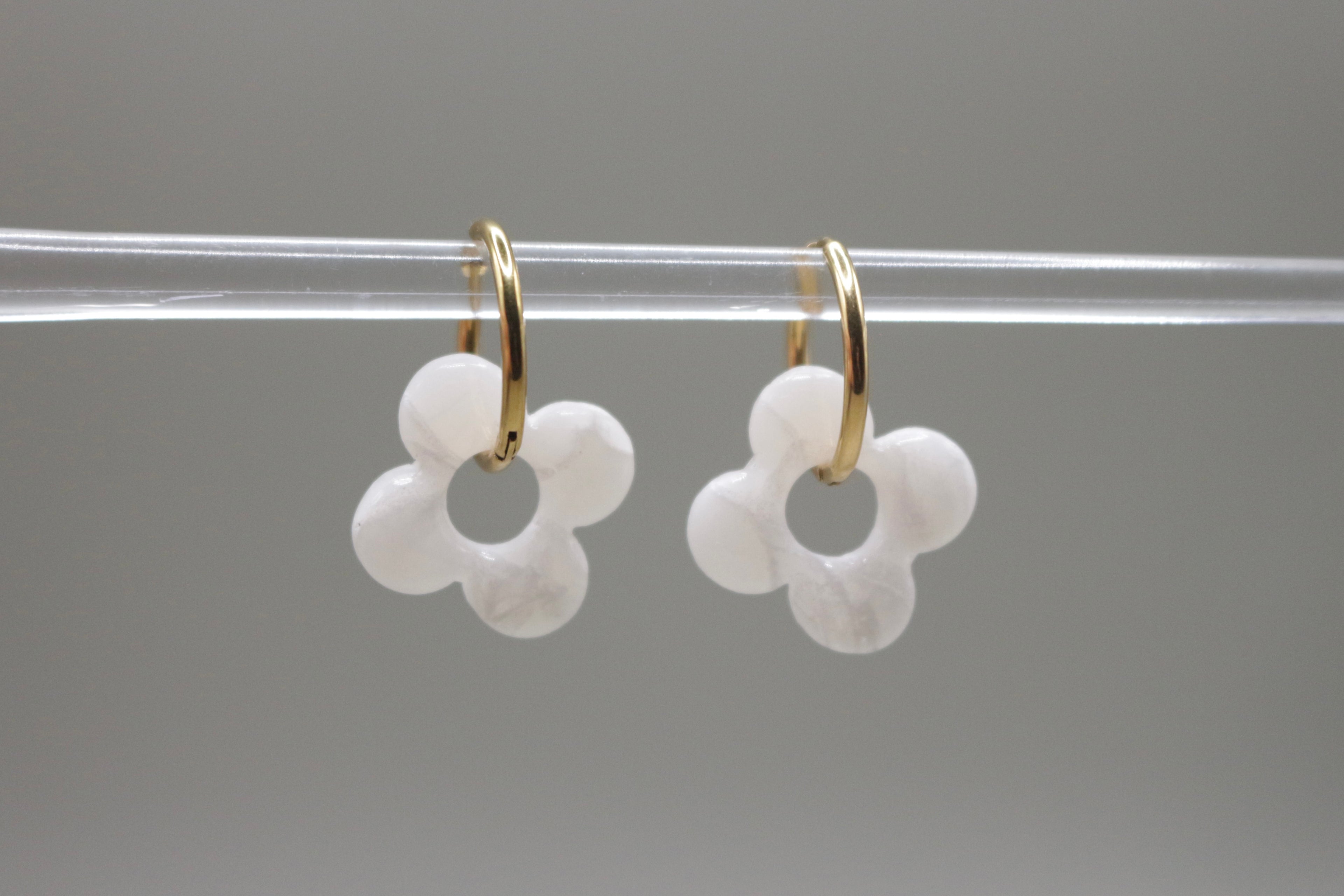 Créoles Blanc cristal - 4 pétales
